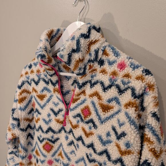 Eddie Bauer Fleece Pullover 1/4 Zip Tribal Inspired Pattern Cozy Layer - Size S - Picture 3 of 7